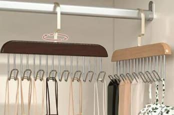 WOODEN PLANK 8 HOOK HANGER MULTI HOOK UNDERWEAR OR BAG HANGER BRA HANGER FOR CLOSET, TANK TOP ORGANIZER  FOLDABLE WOOD SPACE SAVING HANGER CLOSET ORGANIZERS AND STORAGE FOR DORM & APARTMENT FOR TANK T