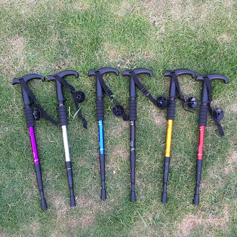 ANTI-SHOCK HIKING POLES - 1 PACK, LIGHTWEIGHT, ANTI-SHOCK WALKING STICKS - ADJUSTABLE FOR MEN AND WOMEN HIKING POLES WITH ANTI-SHOCK AND  ULTRA LIGHT FOR HIKING, CAMPING, MOUNTAINING, TREKKING