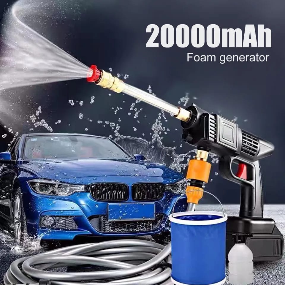 WIRELESS CAR WASH SPRAY GUN MACHINE WITH PORTABLE LITHIUM BATTERY ELECTRIC HIGH PRESSURE WASHER RECHARGEABLE CAR WASH SPRAY GUN- WITH 2 BATTERIES