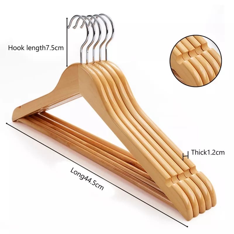 WOODEN BAMBOO HANGERS DURABLE WOOD HANGERS WITH 360° SWIVEL HOOK & NOTCHES, SLIM COAT HANGER WOODEN FOR CLOSET, NATURAL HIGH QUALITY