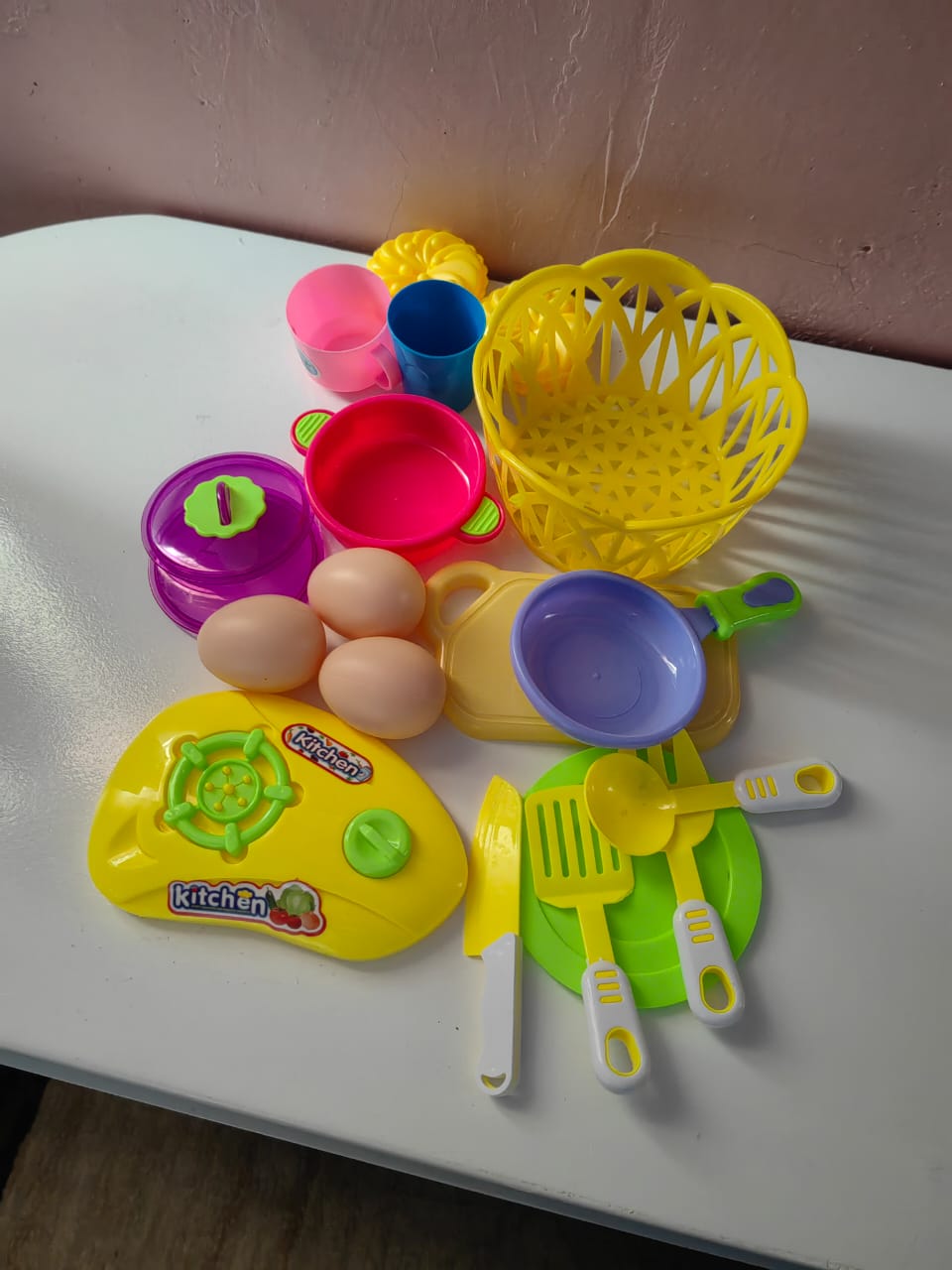KITCHEN PLAY SET KIDS KITCHEN UTENSILSPLAY KITCHEN ACCESSORIES – COOKWARE, DISHES, UTENSILS –PLAY SET FOR KIDS – PRETEND PLAY TOYS – 2 YEARS + – MINI CHEF KITCHEN SET