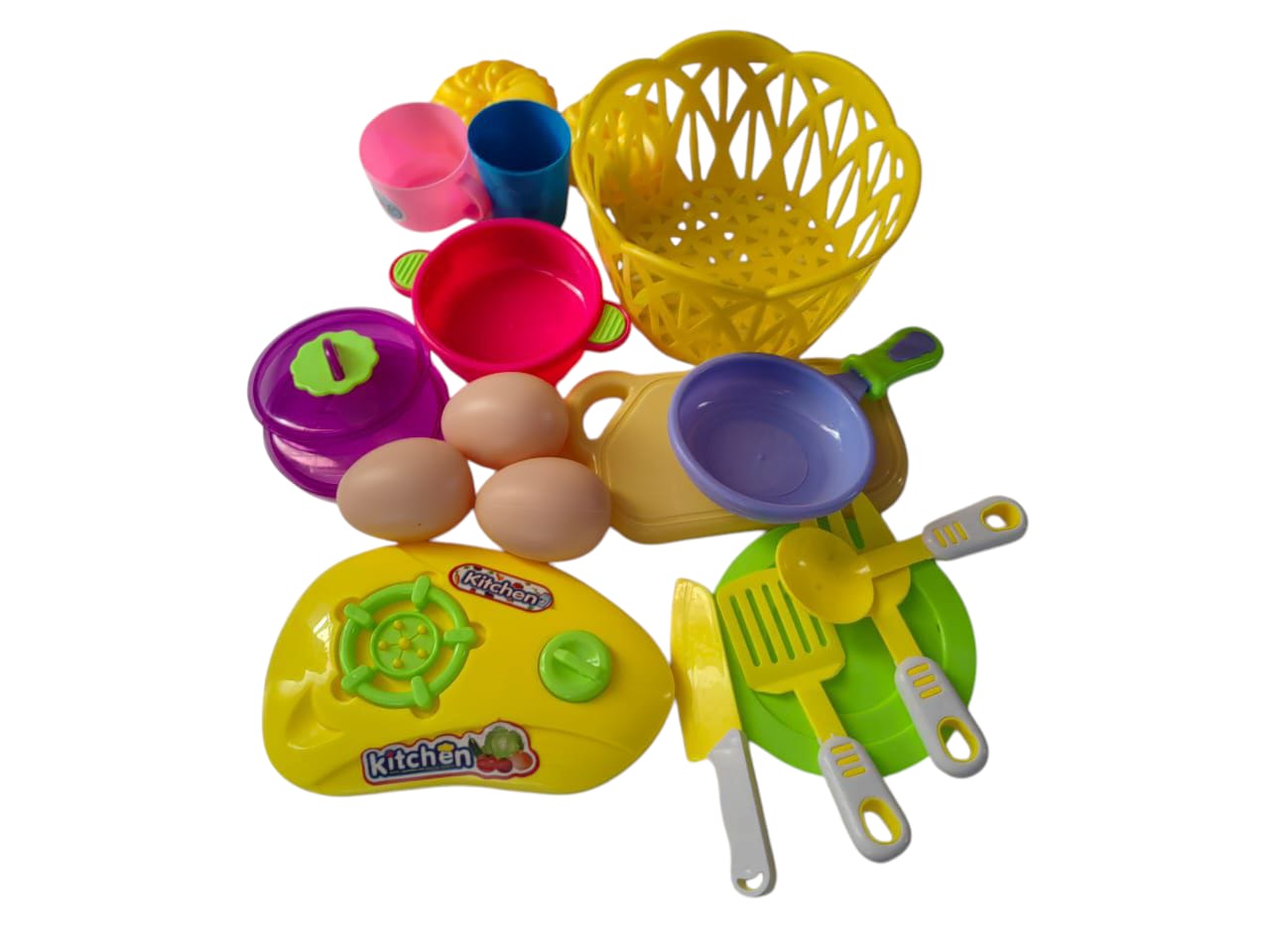 KITCHEN PLAY SET KIDS KITCHEN UTENSILSPLAY KITCHEN ACCESSORIES – COOKWARE, DISHES, UTENSILS –PLAY SET FOR KIDS – PRETEND PLAY TOYS – 2 YEARS + – MINI CHEF KITCHEN SET