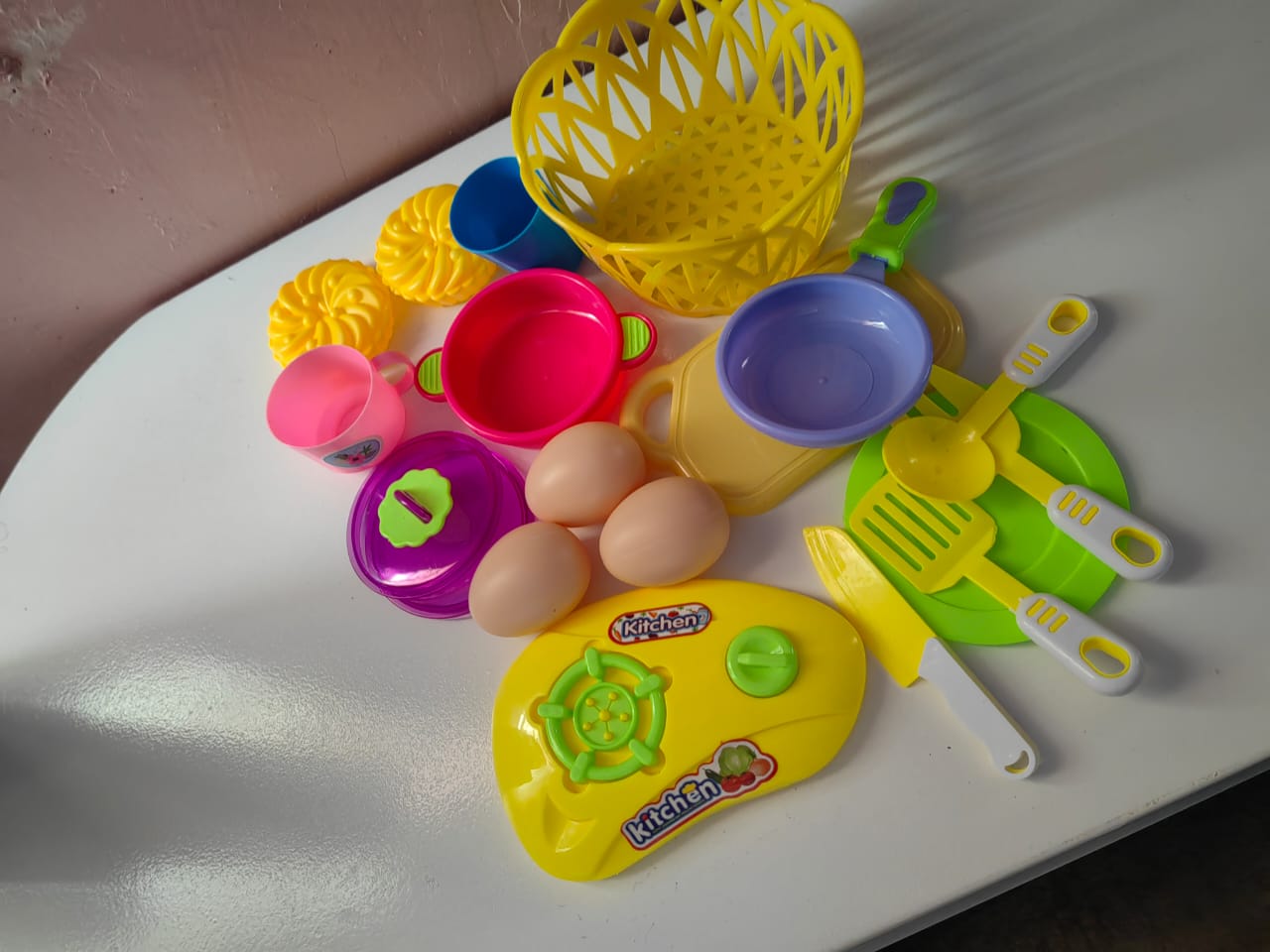 KITCHEN PLAY SET KIDS KITCHEN UTENSILSPLAY KITCHEN ACCESSORIES – COOKWARE, DISHES, UTENSILS –PLAY SET FOR KIDS – PRETEND PLAY TOYS – 2 YEARS + – MINI CHEF KITCHEN SET