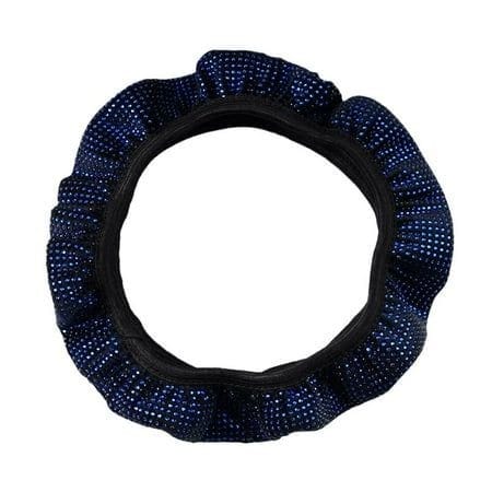 FANCY SUPER STRETCHING SPARKLING STEERING WHEEL COVER LUXURY CRYSTAL RHINESTONES STEERING WHEEL COVER, WITH PREMIUM BLING BLING FULL DIAMOND, SOFT VELVET ANTI-SLIP SPARKLING STEERING WHEEL PROTECTOR