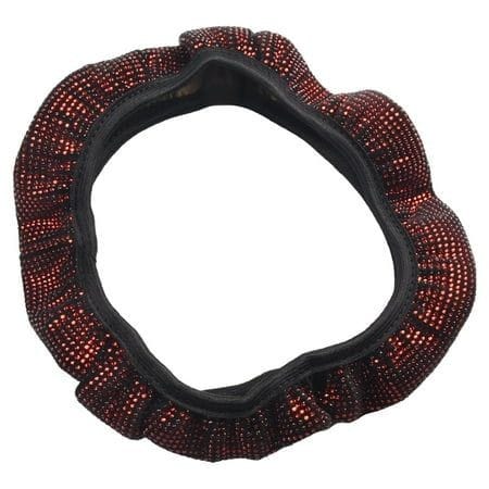 FANCY SUPER STRETCHING SPARKLING STEERING WHEEL COVER LUXURY CRYSTAL RHINESTONES STEERING WHEEL COVER, WITH PREMIUM BLING BLING FULL DIAMOND, SOFT VELVET ANTI-SLIP SPARKLING STEERING WHEEL PROTECTOR