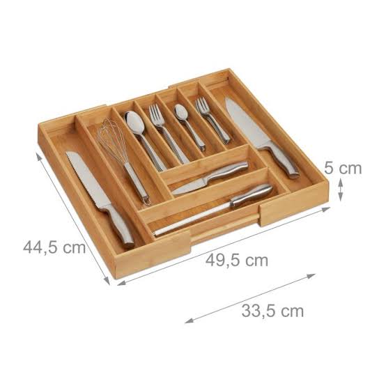 MULTIFUNCTIONAL BIG BAMBOO EXPANDABLE WOODEN CUTLERY DRAWER ORGANIZER KITCHEN DRAWER ORGANIZER EXPANDABLE BAMBOO UTENSIL HOLDER CUTLERY TRAY FOR KITCHEN UTENSIL AND FLATWARE BEDROOM OFFICE SIZE 42×50C