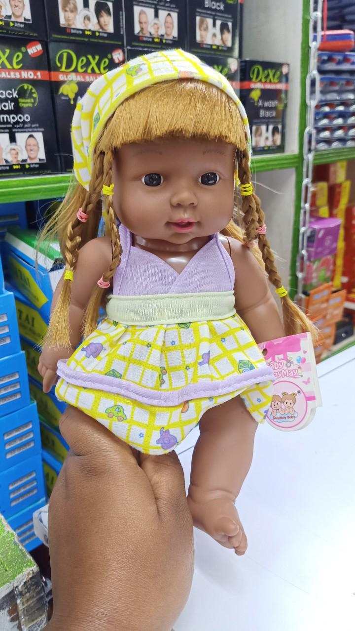 AFRICAN DOLL BLACK BABY DOLL, AFRICAN BLACK GIRL DOLL WITH DRESS, REALISTIC REBORN BABY DOLL FOR KIDS AGED 2 3 4 5 6, SILICONE SMALL BLACK DOLL TOY WITH LONG HAIR FOR BIRTHDAY GIFT