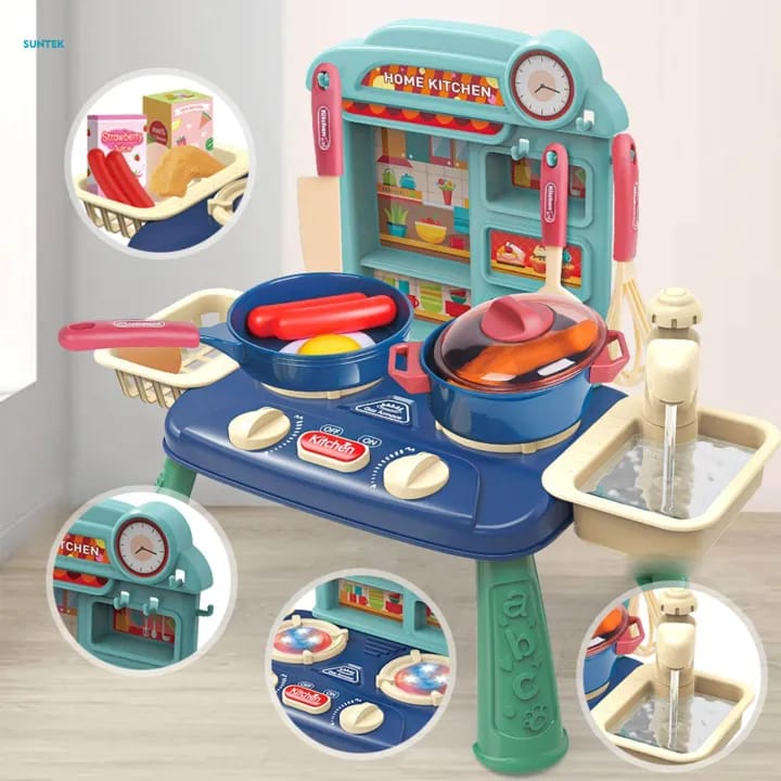 27 Pieces Pretend Play Preschool Kitchen Set Toys Plastic Big Role Play Kitchen Play Set Toy for Kids Girls Boys