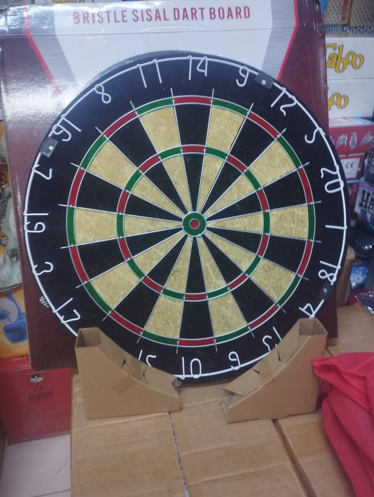 Bristle  Sisal Dartboards Set: 18" Premium Sisal Round Spider Wire Dartboard Includes 6 Steel Tip Darts 30gms, Staple-Free Bullseye & Screws for Installation