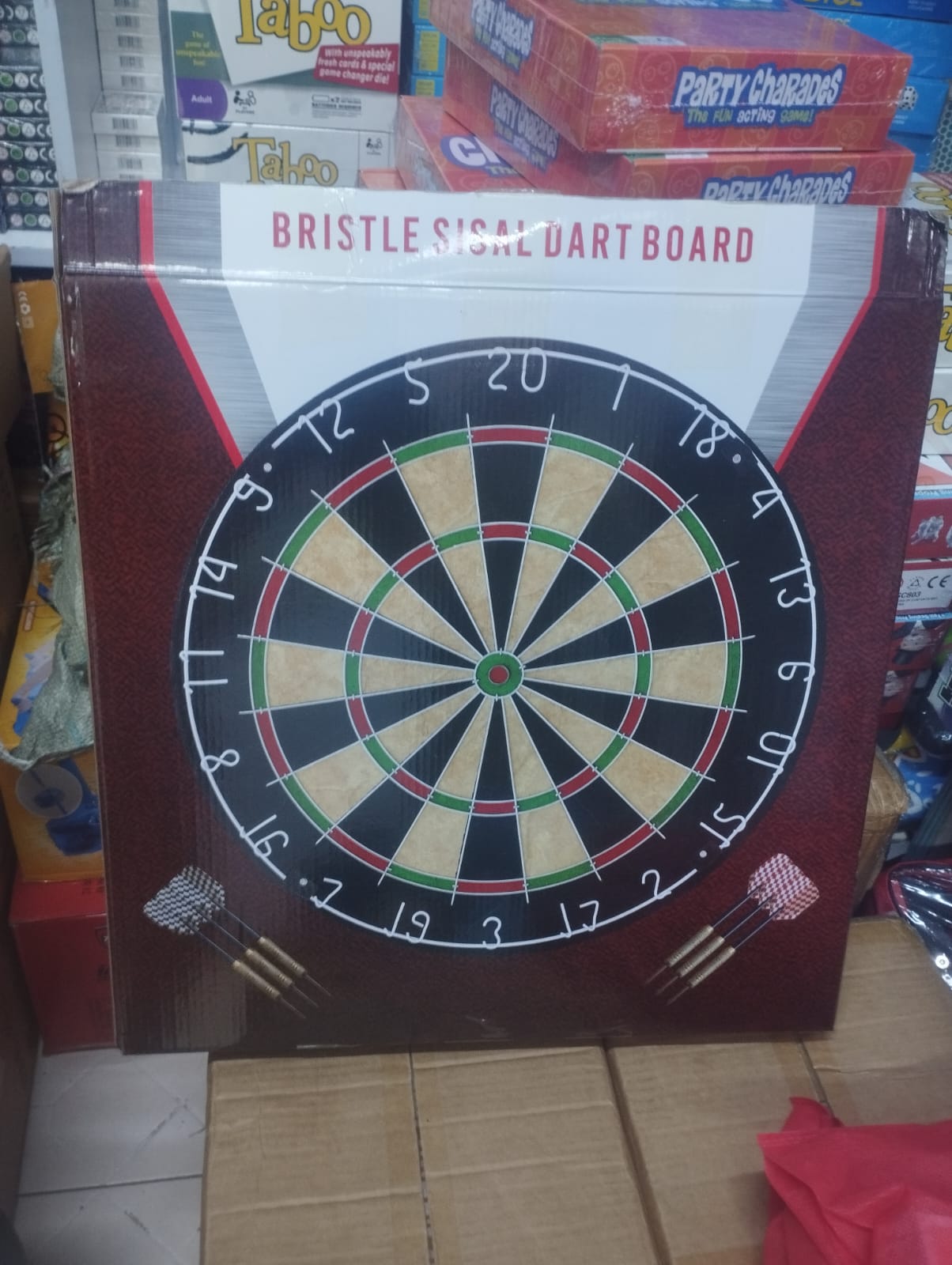 Bristle  Sisal Dartboards Set: 18" Premium Sisal Round Spider Wire Dartboard Includes 6 Steel Tip Darts 30gms, Staple-Free Bullseye & Screws for Installation