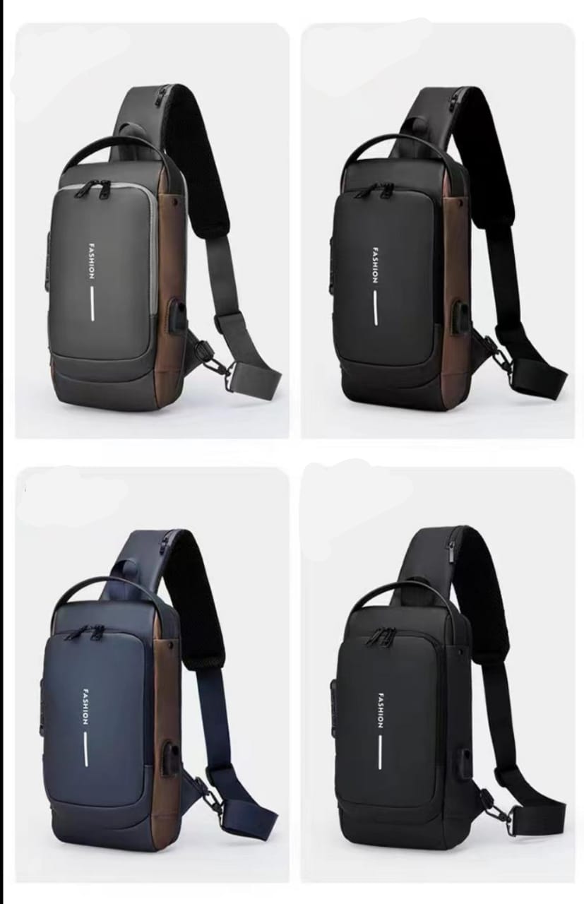 Multifunction anti -theft usb shoulder/chest bag, sling for travel,  Water proof, Sling Bag for Men Anti-theft USB Crossbody Shoulder Backpack Purse Waterproof PU Leather Chest Bag Travel Daily Use