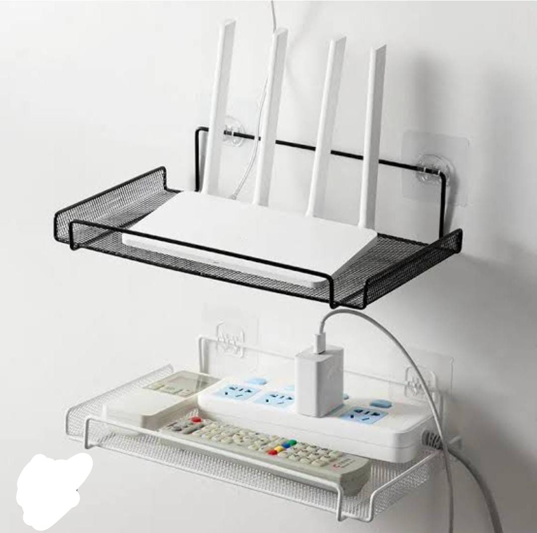 WIFI ROUTER HOLDER BLACK AND WHITE AVAILABLE FLOATING SHELF FOR WALL DVD PLAYER, CABLE BOXES, MODEM, WIFI ROUTER, WALL MOUNTED SHELF FOR LIVING ROOM, BEDROOM, BATHROOM
