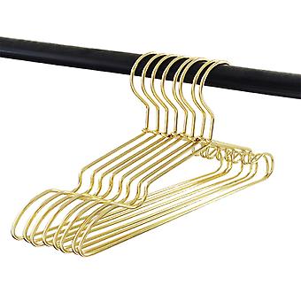 10 PIECES GOLDEN STAINLESS STEEL HANGERS COATS HANGERS, STRONG DURABLE METAL HANGER FOR HEAVY GARMENTS, STURDY METAL RACK FOR SHIRTS JACKETS TROUSERS PANTS SLACK, GOLD
