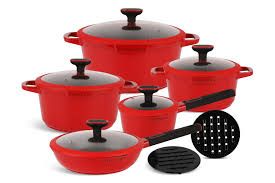 Edenberg EB-5647 Marble Coated Cookware Set 12 Pieces Pot Set for Induction Hobs