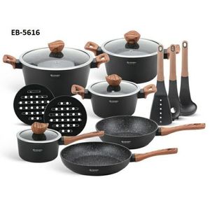 EDENBERG 15 Pcs Cookware BLACK Set
