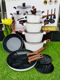EDENBERG 15 Pcs Cookware Set - White
