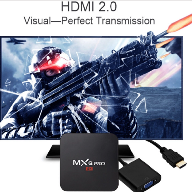 MXQ Pro 4K Android TV Box, Smart 4K Streaming Device with Android 12, 2GB RAM + 16GB Storage, Wi-Fi/Ethernet, Supports Android Apps, HDMI, Bluetooth, USB Ports, Wireless Mouse/Keyboard compatibility