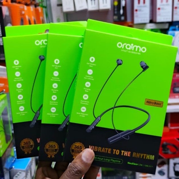 Oraimo Necklace Lite, Wireless Neckband Headphones with Call Vibration, Dual Device Connection, Noise Reduction & IPX4 Waterproof Design