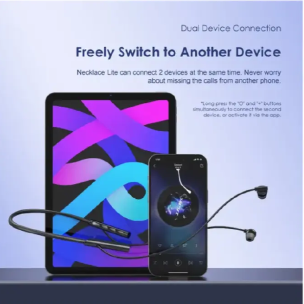 Oraimo Necklace Lite, Wireless Neckband Headphones with Call Vibration, Dual Device Connection, Noise Reduction & IPX4 Waterproof Design