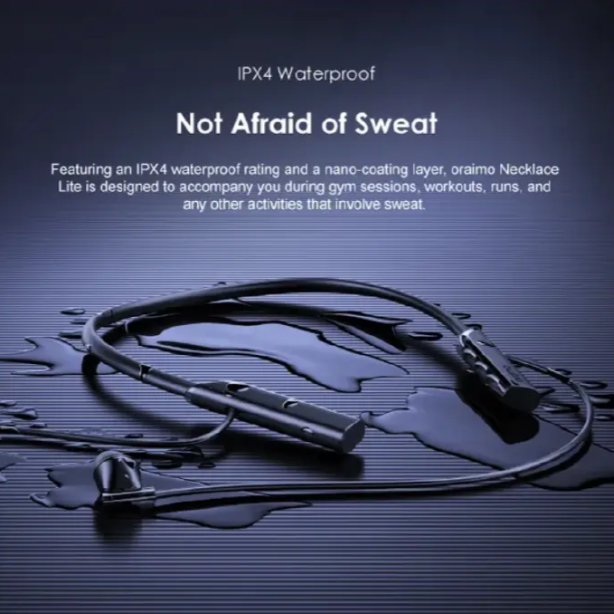 Oraimo Necklace Lite, Wireless Neckband Headphones with Call Vibration, Dual Device Connection, Noise Reduction & IPX4 Waterproof Design