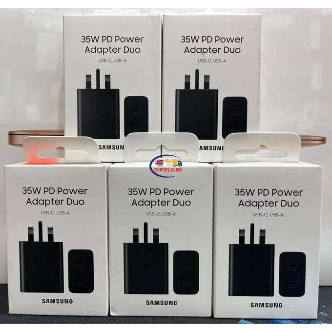 35W Samsung Dual header with two output ports, USB-A 15W max & USB-C 35W max, black