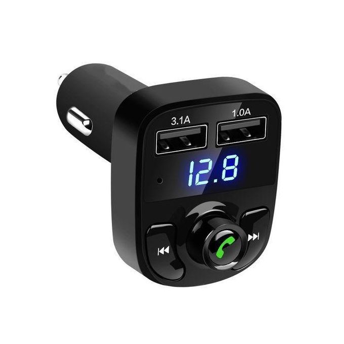 Multifunction Car Bluetooth Adapter with Hands-Free Calling, TF Card Slot, 2 USB Ports, and Easy Playback Controls