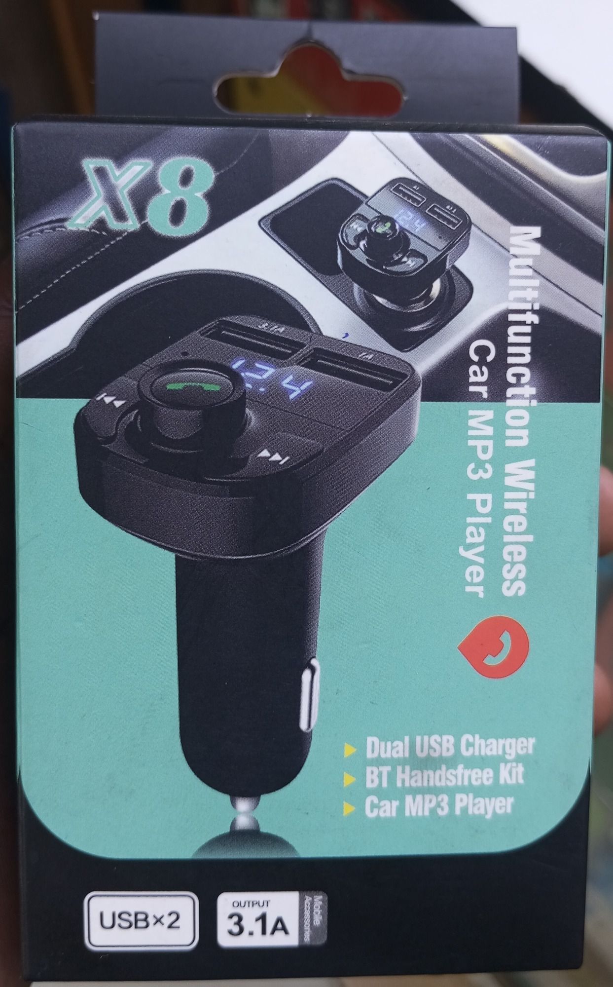 Multifunction Car Bluetooth Adapter with Hands-Free Calling, TF Card Slot, 2 USB Ports, and Easy Playback Controls