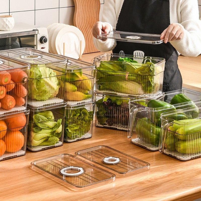5L Acrylic Fridge storage containers
▪️Ideal for food storage,it preserves the freshness of your fruits and veggies 
▪️Durable Material 
▪️Designed to keep your kitchen organized,this storage box