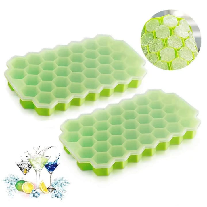 Ice Cube Tray Silicone Mold 37 Grid Honeycomb Shape Ice Cube Maker BPA Free Ice Maker with Lids DIY Popsicle Mould Ice Mould