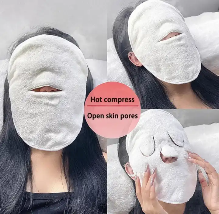 Cotton hot compress towel soft wet compress steamer heating face towel

Opens skin pores 

Deep clean beauty facial care tools