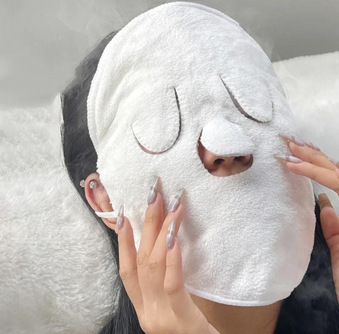 Cotton hot compress towel soft wet compress steamer heating face towel

Opens skin pores 

Deep clean beauty facial care tools