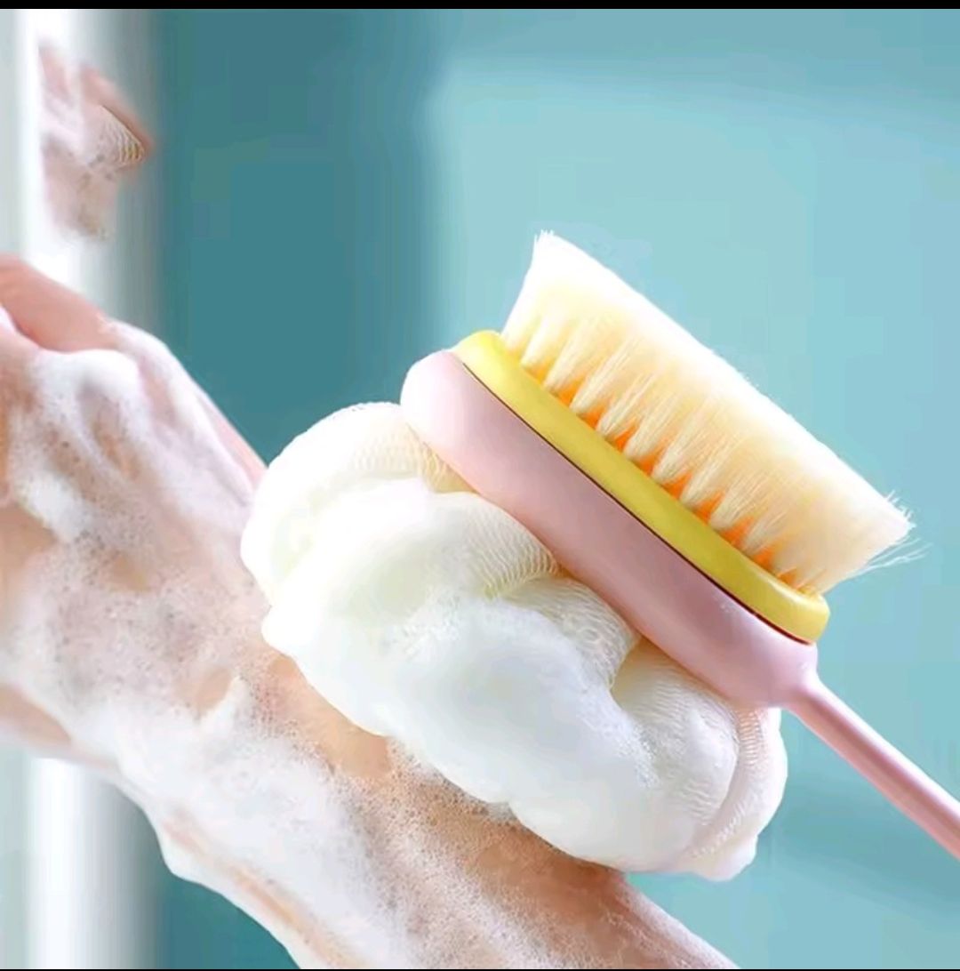 QUALITY!!!!!!!!!!!!!! Double sided Bath scrubber brush with handle for both for kids and adults 

For clean smooth skin