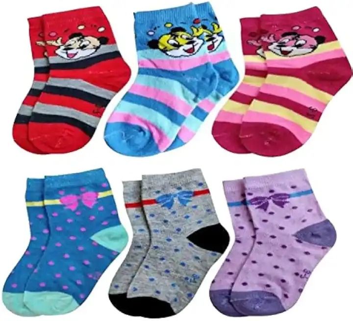 12 Pairs/ 1 Dozen Kids Socks For Ages 1-3 Years Multicolor
