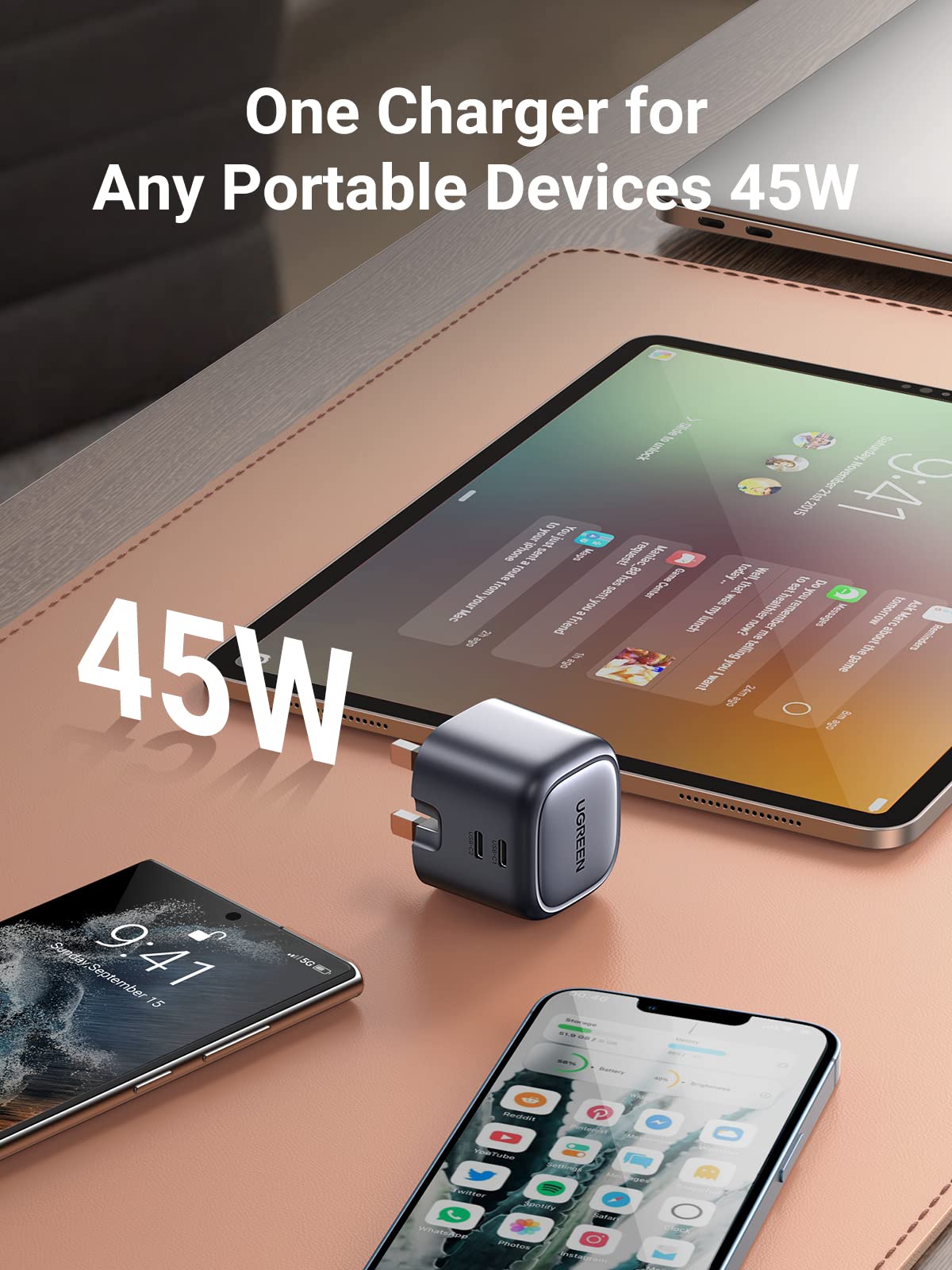 Ugreen Nexode 45W GaN Fast Charger - Dual USB C Ports