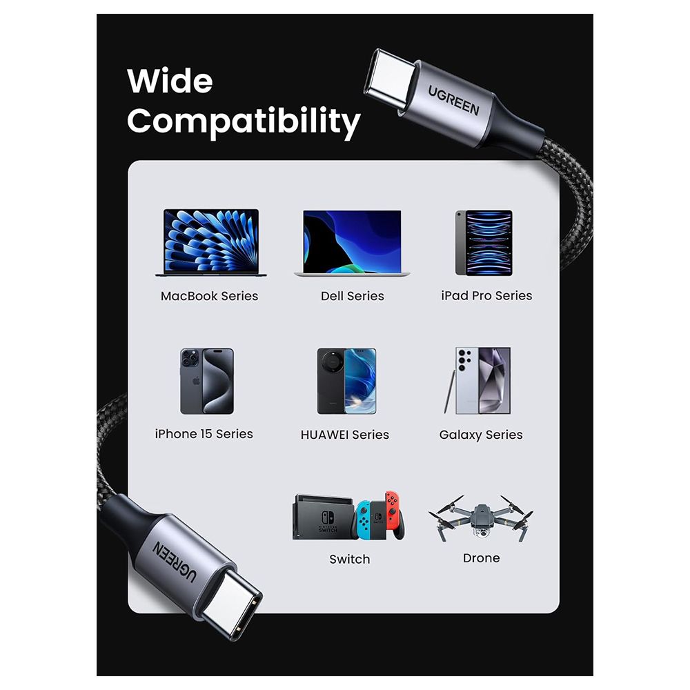 UGREEN USB-C 60w PD Cable - 2 Meters