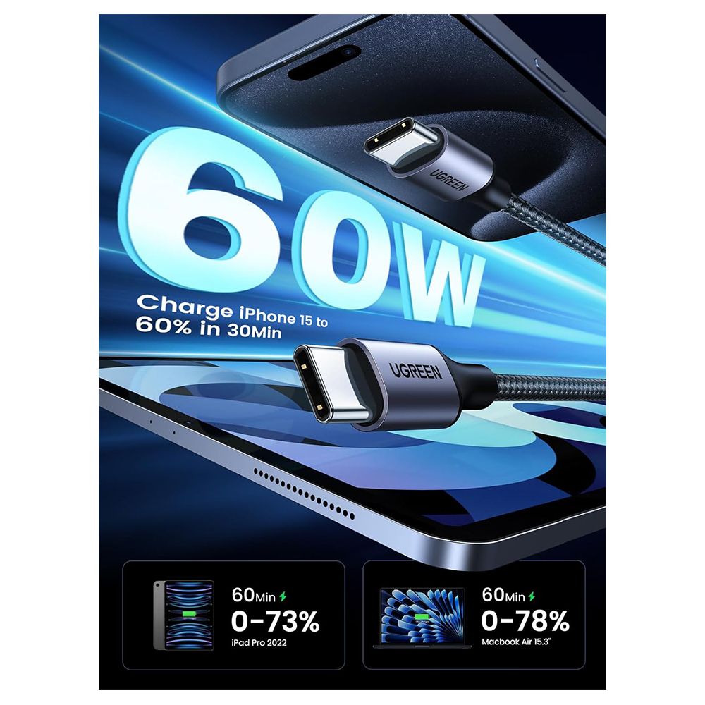 UGREEN USB-C 60w PD Cable - 2 Meters