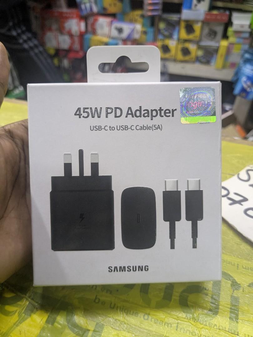 Samsung 45W Super Fast USB-C Travel Wall Charger Adapter with Type-C to Type-C Cable for Fast Charging Compatible with Samsung Galaxy Smartphones, Tablets, and USB-C Devices