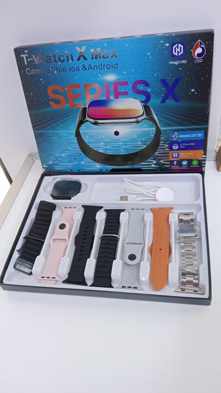 T-Watch X Max Series X Smartwatch – Compatible with Android & iOS + 7 Interchangeable Straps