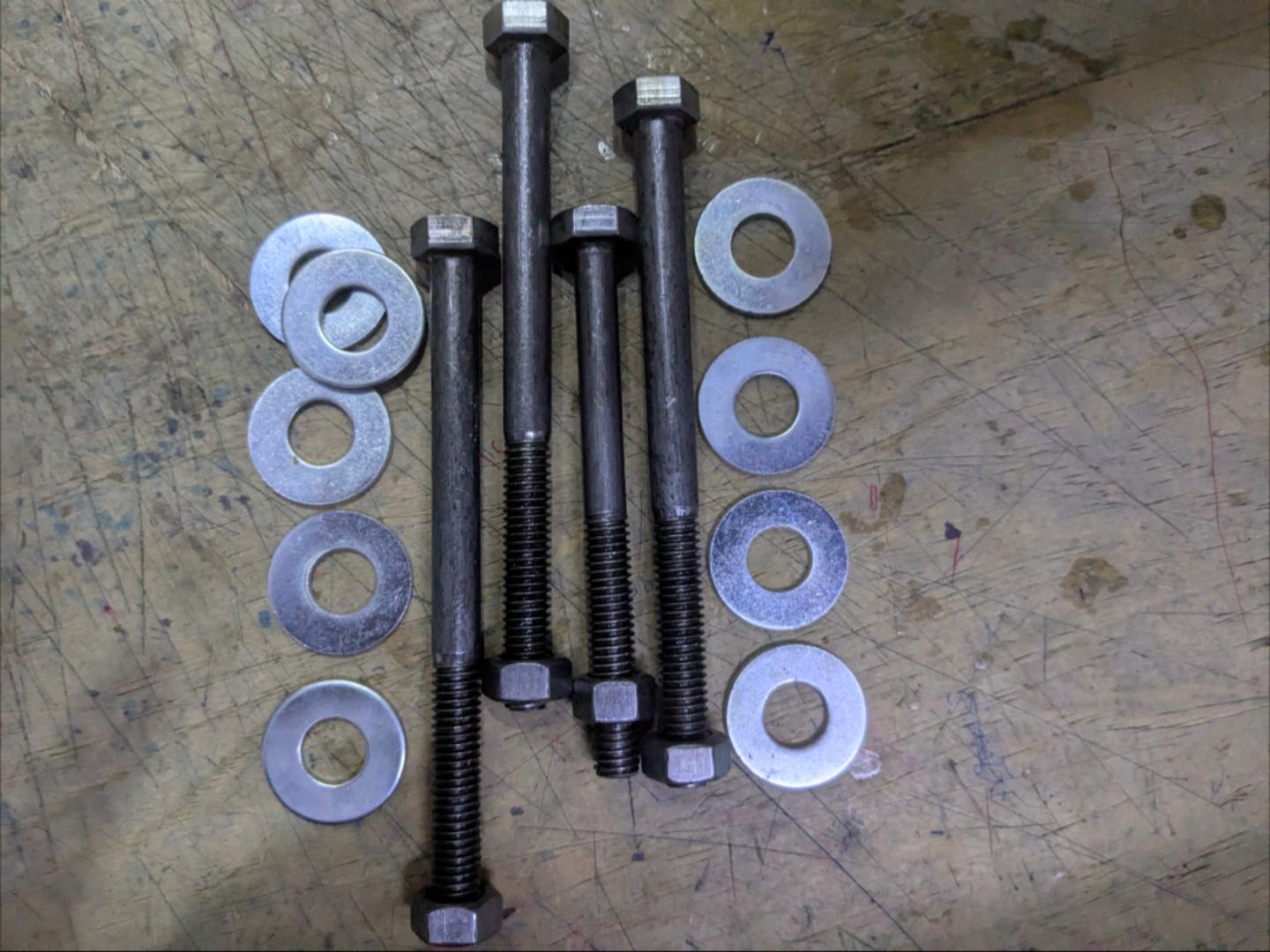 🔩 4-Piece Heavy-Duty Bed Bolts, Nuts & Washers Set – Steel Hex Head Fasteners
