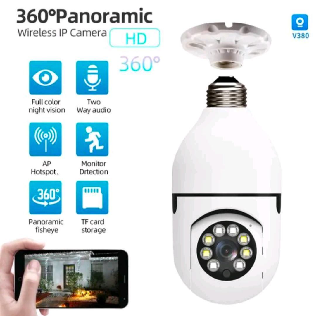 2MP Bulb Surveillance Camera Home CCTV Hidden Cameras Night Vision Full Color Automatic Human Tracking Zoom Indoor Security Monitor Wifi Camera