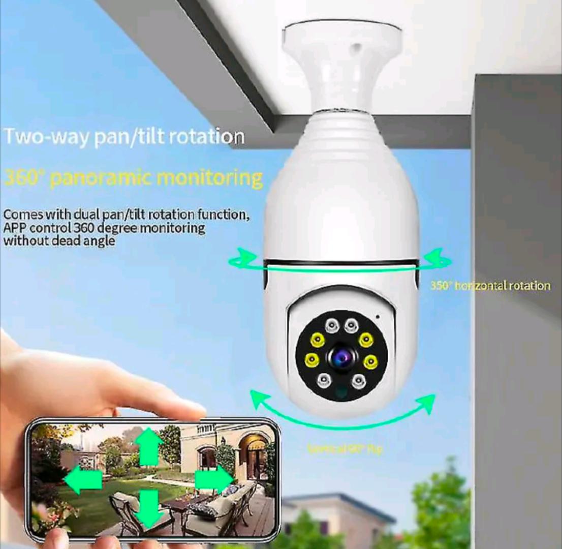 2MP Bulb Surveillance Camera Home CCTV Hidden Cameras Night Vision Full Color Automatic Human Tracking Zoom Indoor Security Monitor Wifi Camera