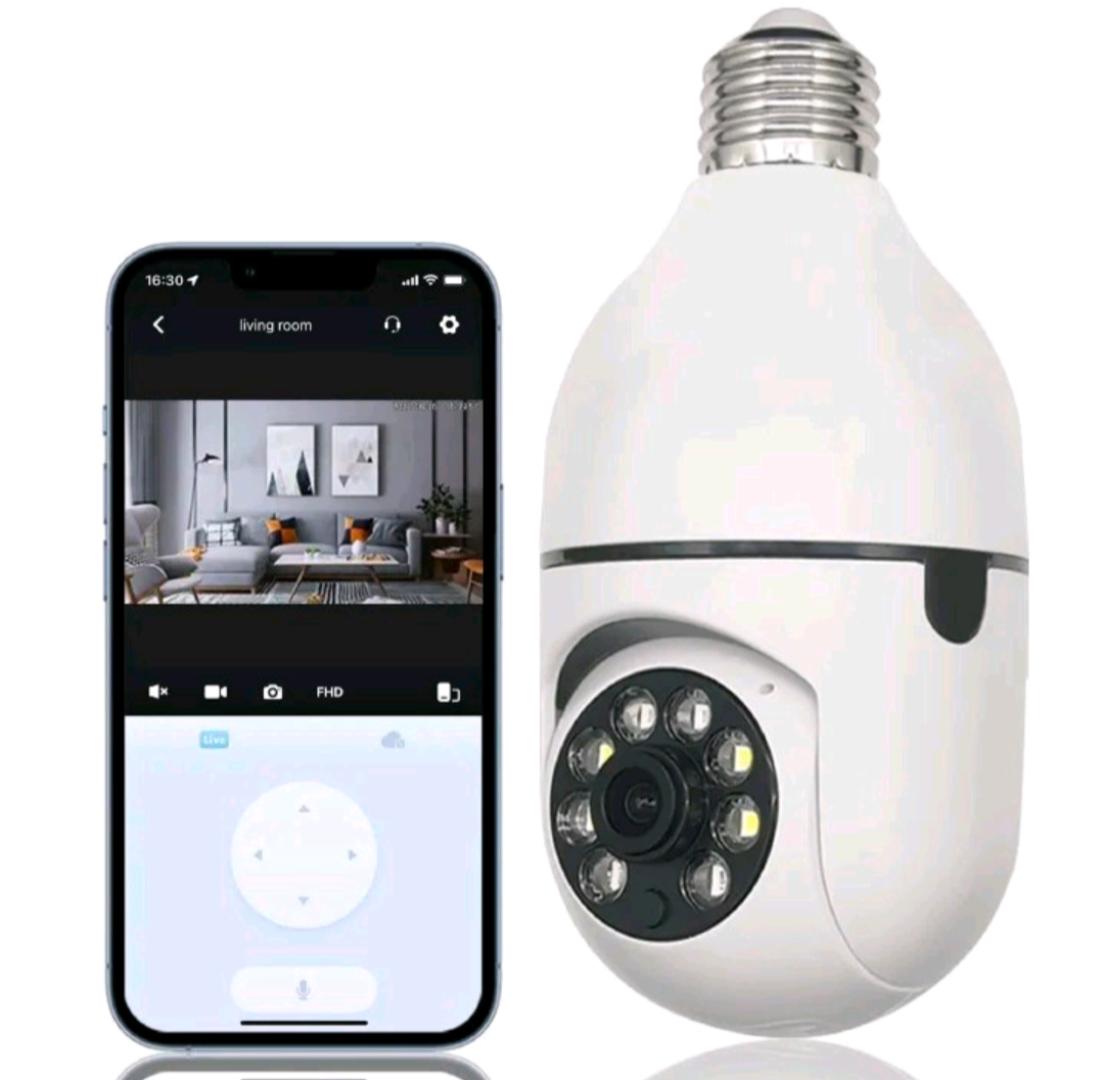 2MP Bulb Surveillance Camera Home CCTV Hidden Cameras Night Vision Full Color Automatic Human Tracking Zoom Indoor Security Monitor Wifi Camera