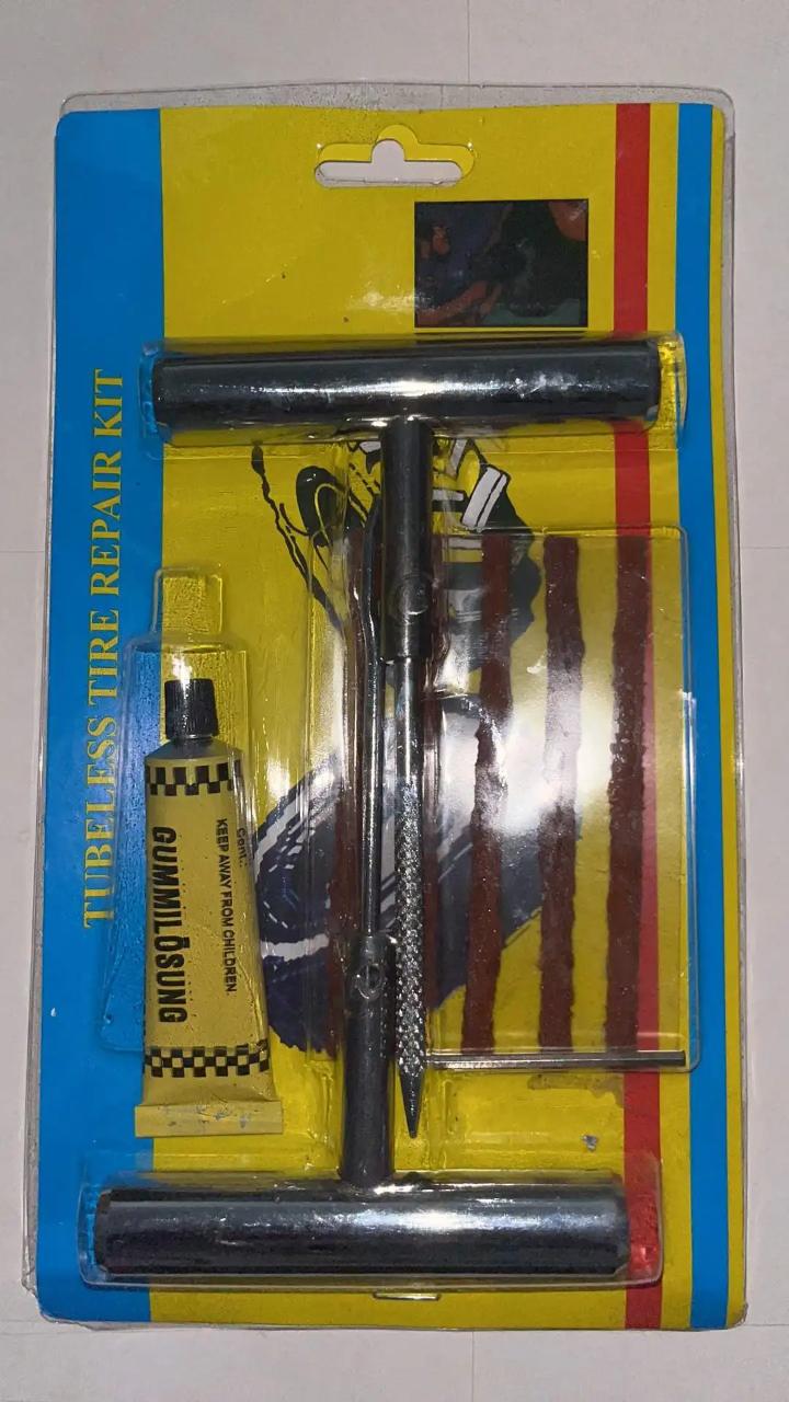11pcs Tubeless Tyre Tire Emergency Puncture Repair Kit Patch Car, Motorcycle, and Electric Scooter Tire Patch Exterior Puncture Tool with Rubber Solution Glue