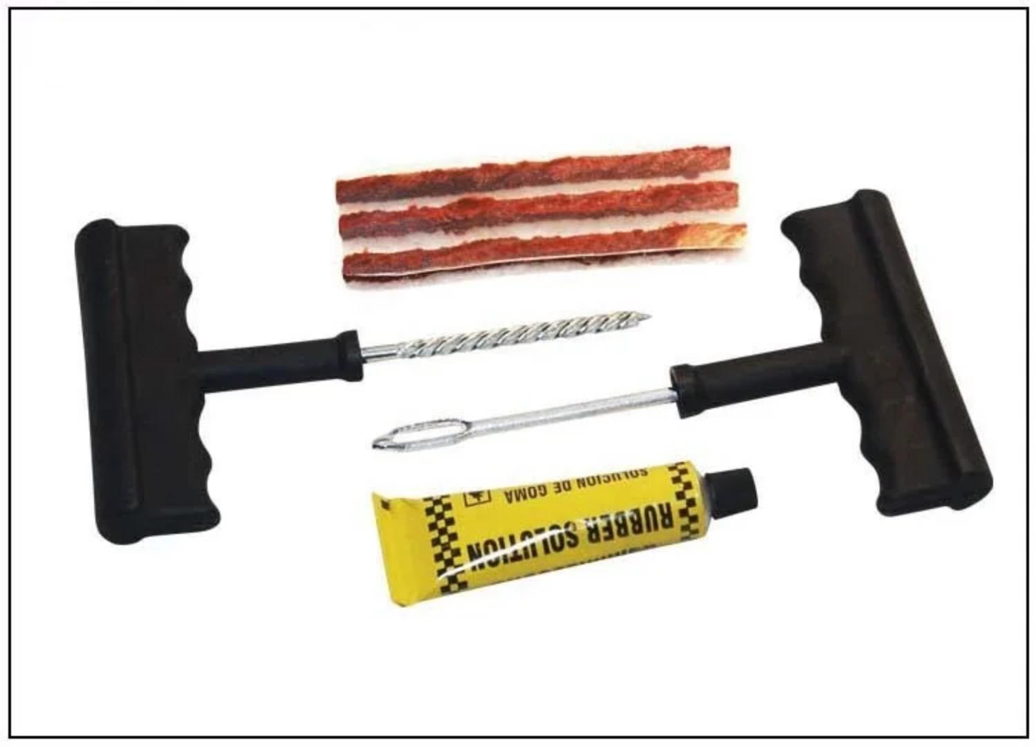 11pcs Tubeless Tyre Tire Emergency Puncture Repair Kit Patch Car, Motorcycle, and Electric Scooter Tire Patch Exterior Puncture Tool with Rubber Solution Glue