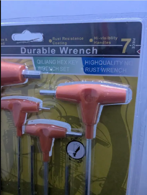 7-Piece Durable T-Handle Allan Key Wrench Set (2mm - 8mm, T15 - T45)