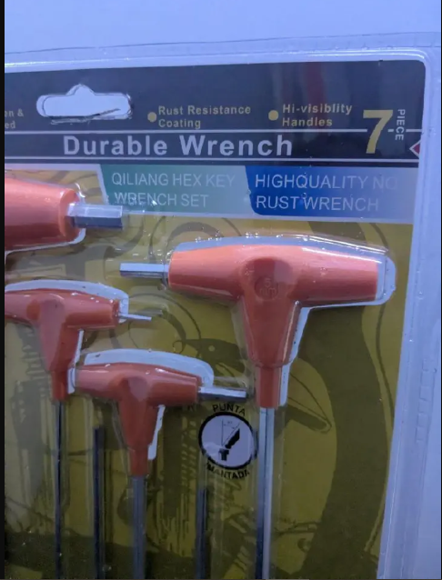 7-Piece Durable T-Handle Allan Key Wrench Set (2mm - 8mm, T15 - T45)
