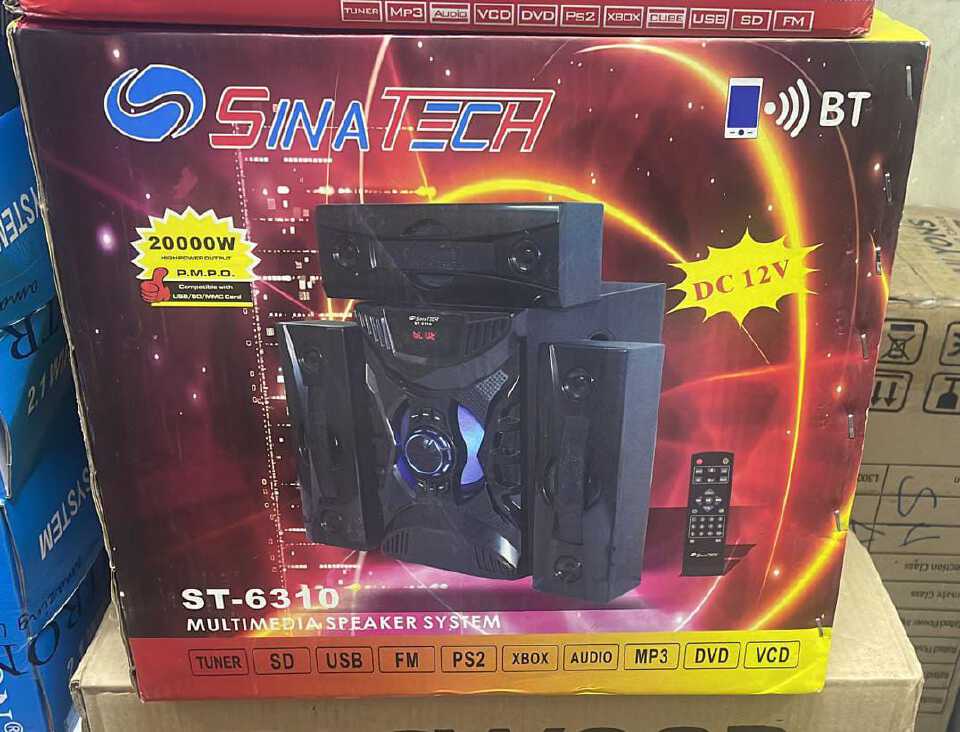 Sinatech ST-6301 3.1CH 20000W PMPO SUBWOOFER SPEAKER SYSTEM BLUETOOTH/FM/SB/USB - BLAC