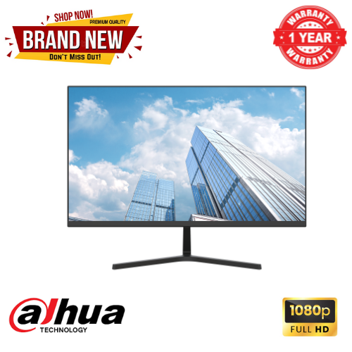 Brand New Dahua B201S 24 FHD Monitor 1920x1080 Ultra-narrow bezel metal base HDMI+VGA+Audio Out 200nits Brightness 100 HZ Refresh Rate Anti-blue light design eye-protective Built in Speaker HDMI Cable