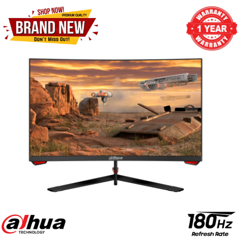 Brand New DAHUA E230C 27 Inch FHD  1920x1080 Curved Gaming Monitor 1500R curvatur 165Hz Refresh rate 5ms  response time  Adaptive sync  250 nits Brightness 1 year warranty + Display Cable