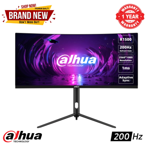 Brand New DAHUA E330CA 30’’ WFHD  2560x1080 Curved Gaming Monitor 1500R curvature 200HZ Refresh rate 1ms  response time Adaptive sync 300 nits BrightnessTilt Height Adjust Stand 1 year warranty